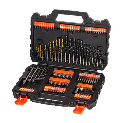 Juego de 109 piezas para atornillar y taladrar con brocas "titanio" a7200-xj black+decker