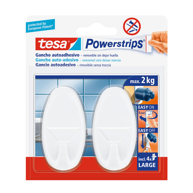 Tesa powerstrips hasta 2kg ovalado blanco 58013