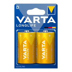 Pila alkalina varta d - lr20 longlife (blister 2 unid.) ø34,2x61,5mm