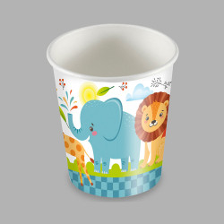 Bolsa cpon 25 vasos de carton diseño animales 200cc