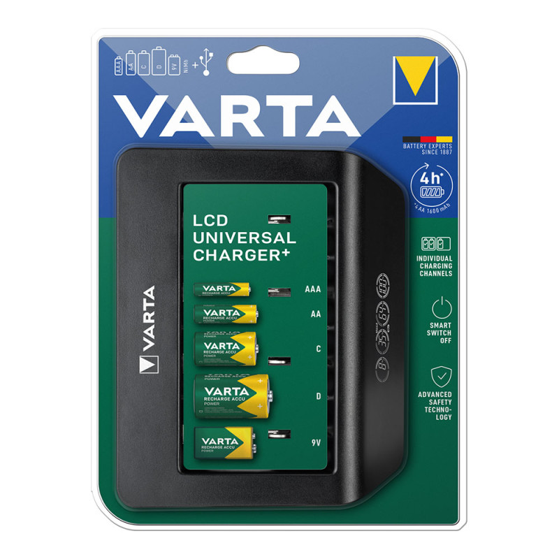 Cargador varta lcd multi charger+sin pilas 1600mah 100/220v 4h universal