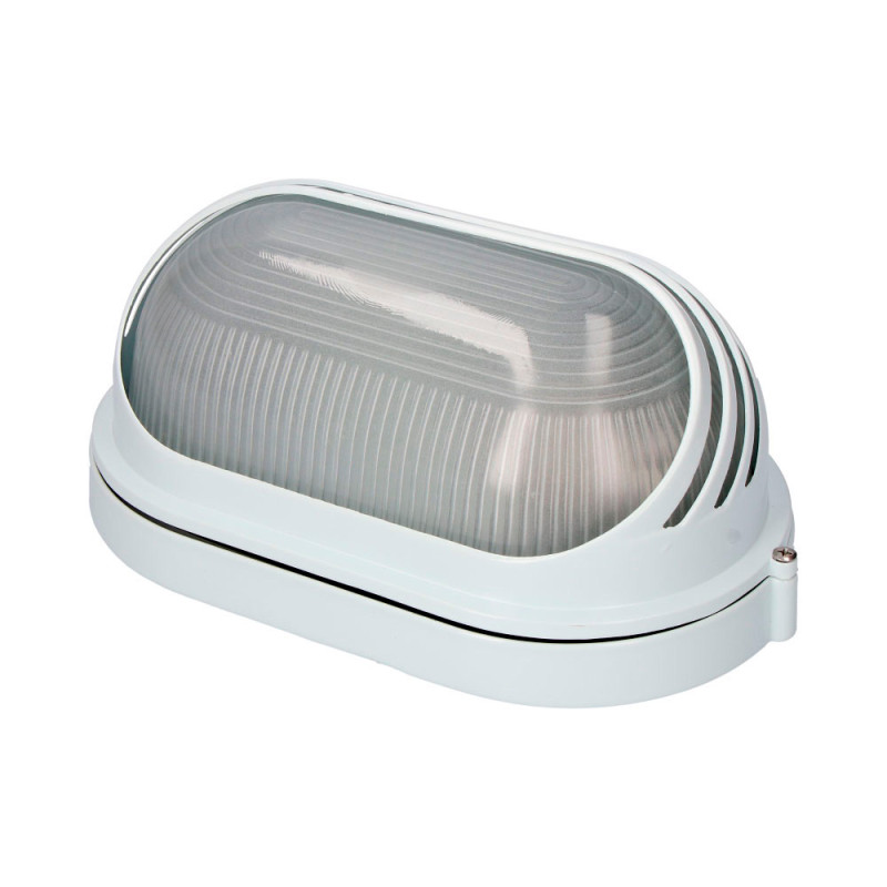 Aplique de aluminio ip54 oval. color blanco 1xe27 100w 15,5x28x12,1cm modelo vinyols edm