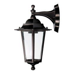 Farol de aluminio y cristal para pared. ip44 e27 60w color negro ø19,5x21x32cm modelo zurich. edm