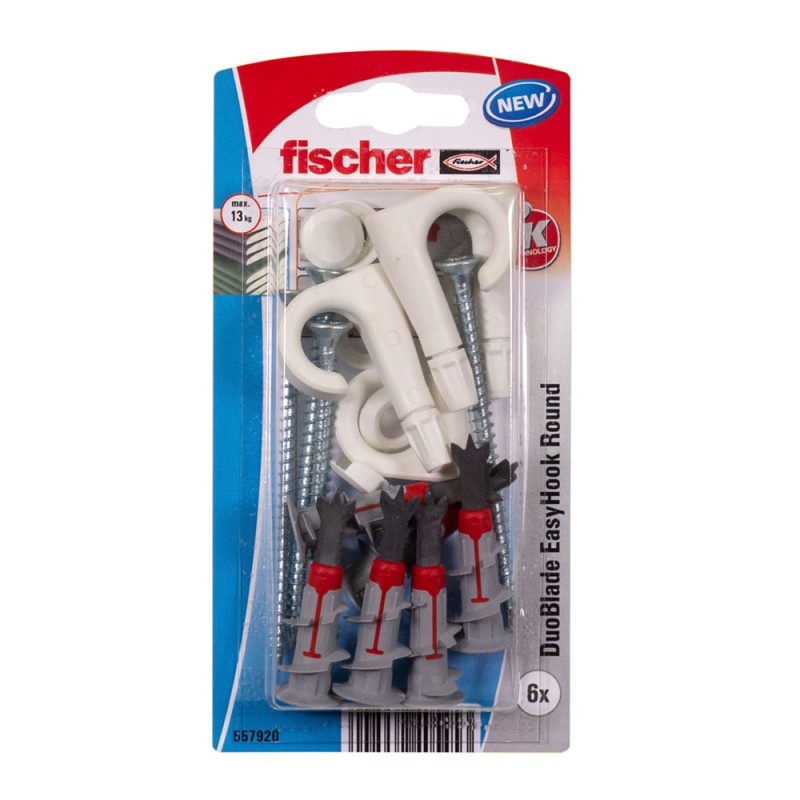 Blister 6 hembrillas abierta duoblade easyhook ø6x30mm 557923 fischer