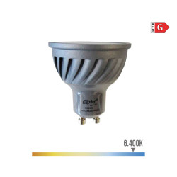 Bombilla dicroica led regulable gu10 6w 480lm 6400k luz fria ø5x5,5cm edm