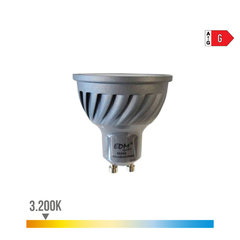 Bombilla dicroica led regulable gu10 6w 480lm 3200k luz calida ø5x5,5cm edm