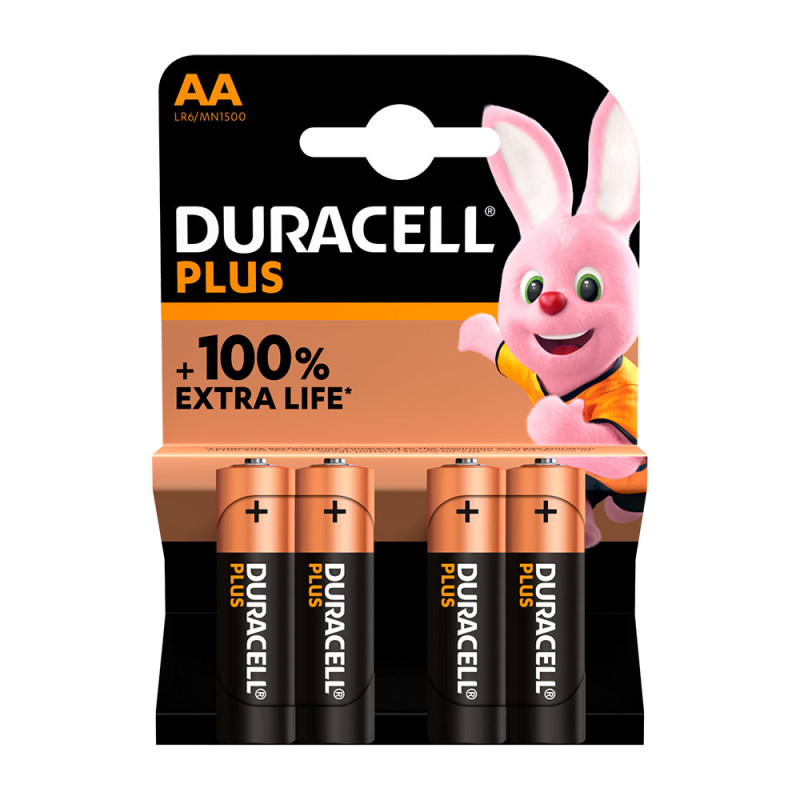 Pila alkalina duracell plus power aa - lr06 1,5v (blister 4 unid.) ø14,5x50,5mm