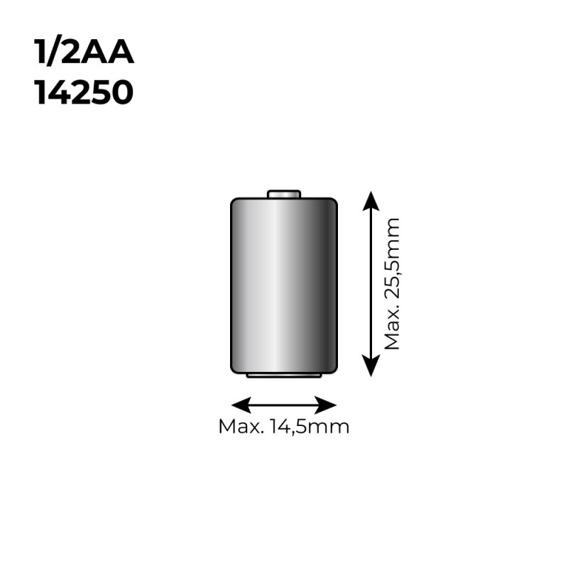 Pila de litio lpt2 150 1/2 3,6v (mod. 14250) 1200mah ø14,5x25,5mm