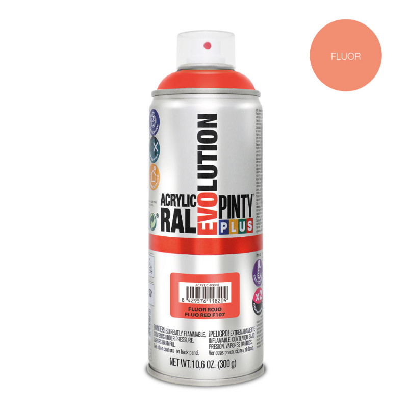 Pintura en spray pintyplus evolution 520cc fluor.rojo f107