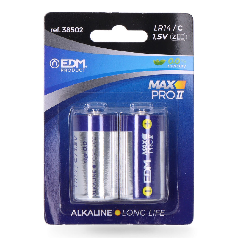 Pila edm alkalina long life c - lr14 1,5v (blister 2 unid.) ø26,2x50mm