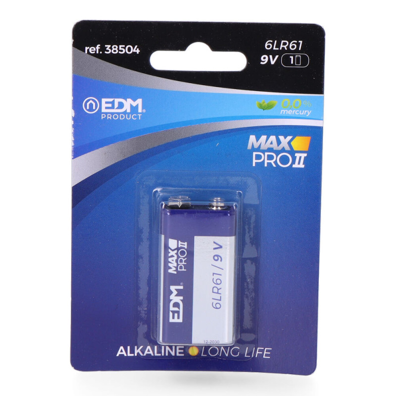 Pila edm alkalina long life 6lr61 - 9v (blister 1 unid.) 26,5x17,5x48,5mm