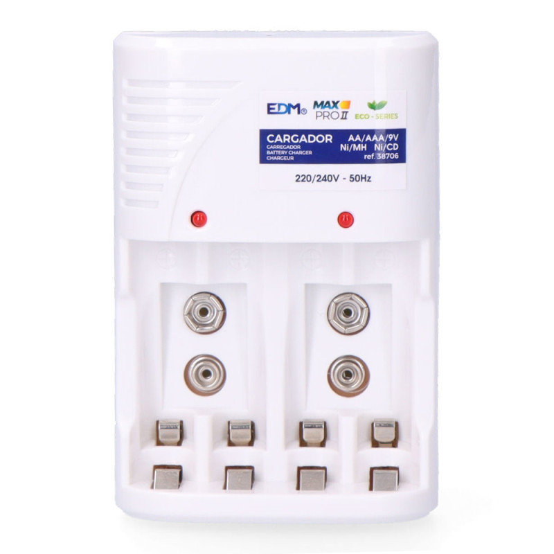 Cargador de pilas para: 4 pilas aa - aaa - 9v 220-240v 50hz (sin pilas)