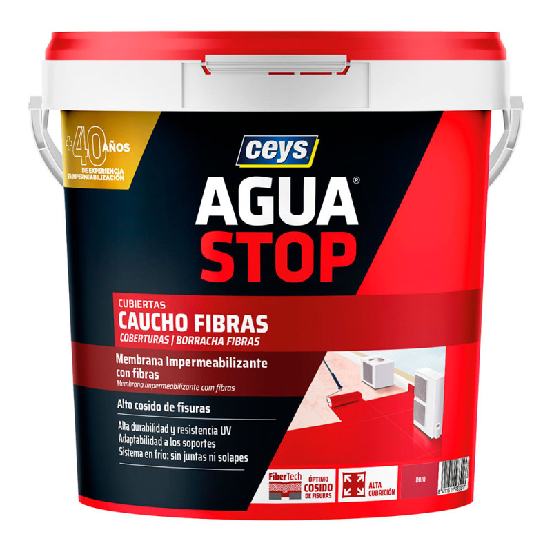 Aguastop caucho fibras rojo 5kg 903301 ceys