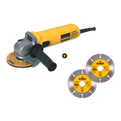 Mini amoladora ø115mm 730w y 2 discos dwe4016d2-qs dewalt