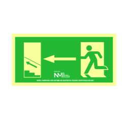 Cartel evacuación escalera arriba izquierda pvc 0,7mm clase b 32x16cm b11151 normaluz