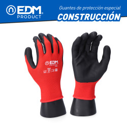 Guante construcción poliéster recubierto de látex talla 8 edm