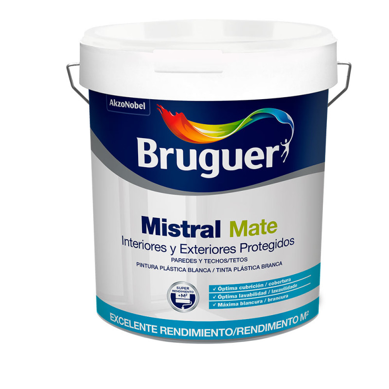 Pintura plastica blanca mate mistral 0,75l 5586676 bruguer