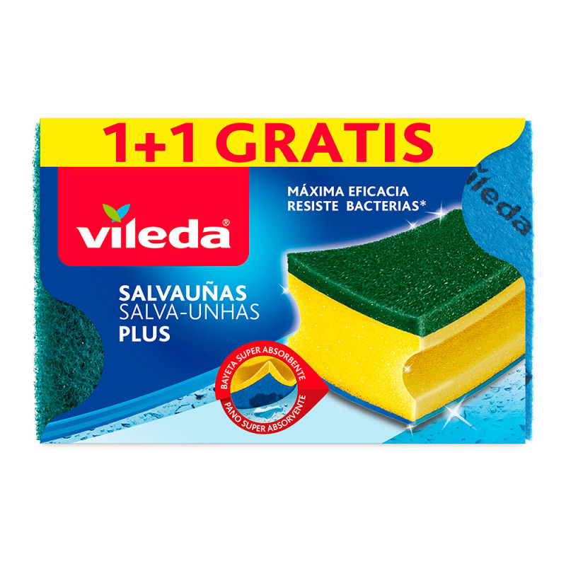 Estropajo salvauñas plus antibacterias 1+1 162590 vileda