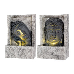 Fuente cara budda para exterior, 13,5x28x40cm, 4 leds, modelos surtidos