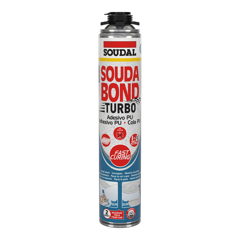 Espuma adhesiva turbo soudabon turbo pistola 750ml soudal