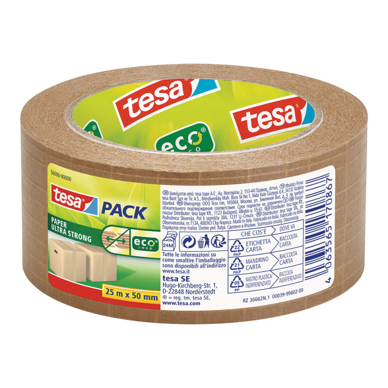 Tesapack paper con filamentos marron 25m x 50mm tesa