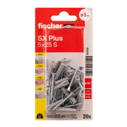 Blister taco+tornillo sx plus ø5x25mm sk nv 20 unid. 567826 fischer