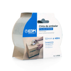 Cinta de precinto transparente 48 micras 50m x 50mm edm