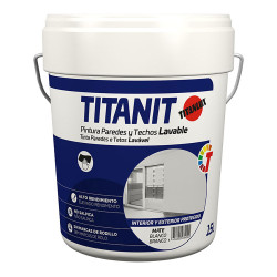 Pintura para paredes y techos lavable titanit mate blanco interior y exteriores protegidos 15l titanlux 029190015