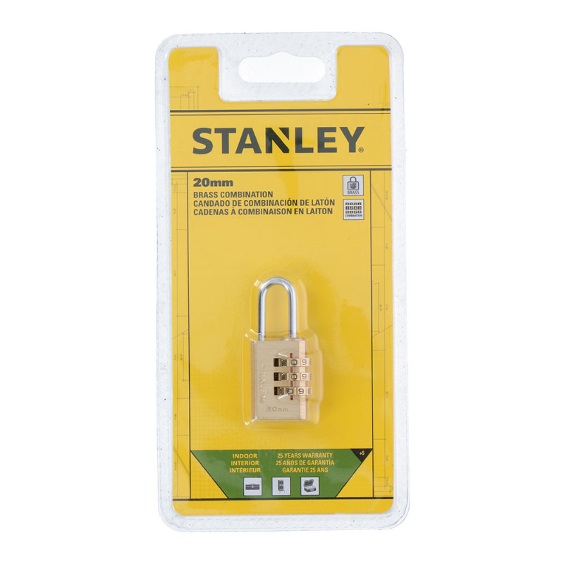 Candado de arco 20mm combinación 3 números stanley