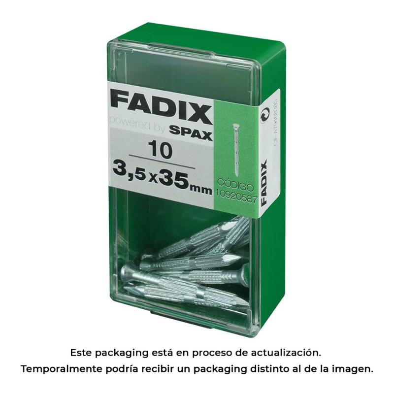 Caja s 10 unid. clavo cp estriado acero 3,5x35mm fadix