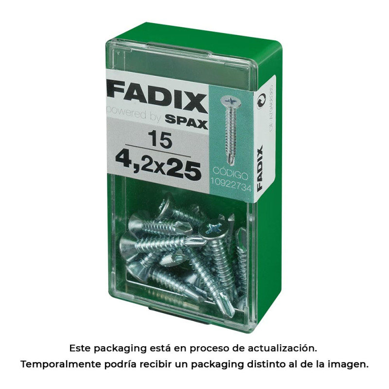 Caja s 15 unid. tornillo rosca chapa cp autot. cinc 4,2x25mm fadix