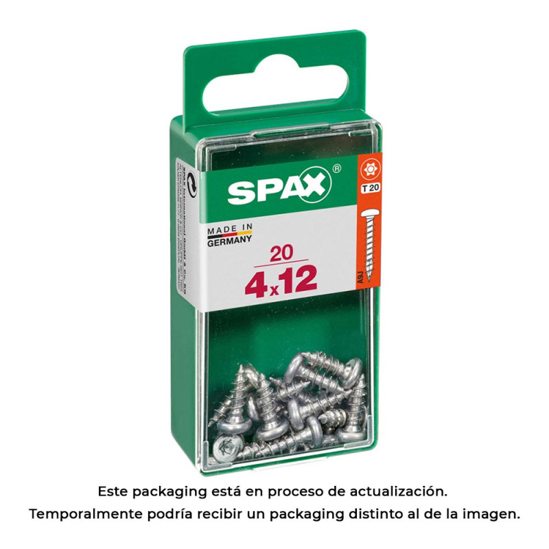 Caja 20 unid. tornillo madera spax cab. redonda wirox 4,0x12mm spax