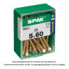 Caja 25 uds. tornillo madera spax cab. plana yellox 5,0x60mm spax