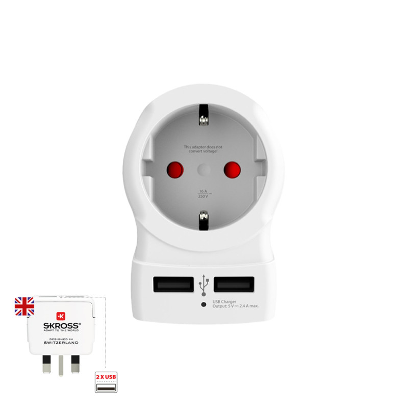 Adaptador europeo a reino unido usb skross 1500280