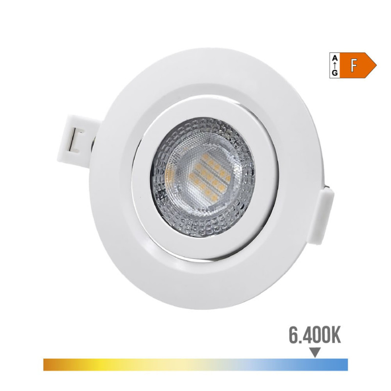 Downlight led empotrable 9w 806lm ra80 6400k redondo color blanco ø9cm edm