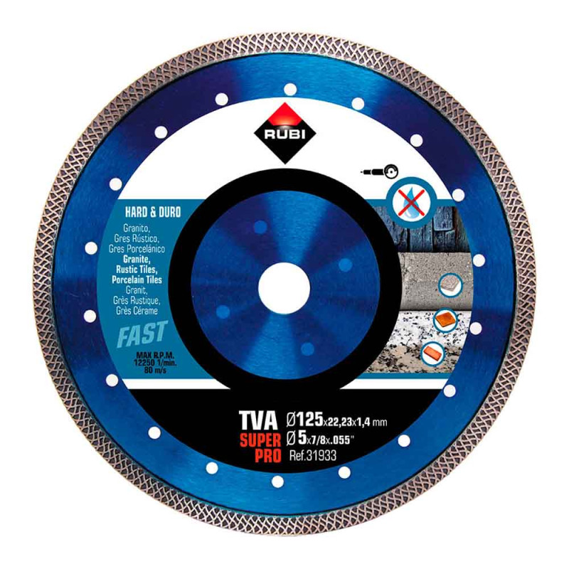 Disco de diamante tva ø125mm superpro r31933 rubi