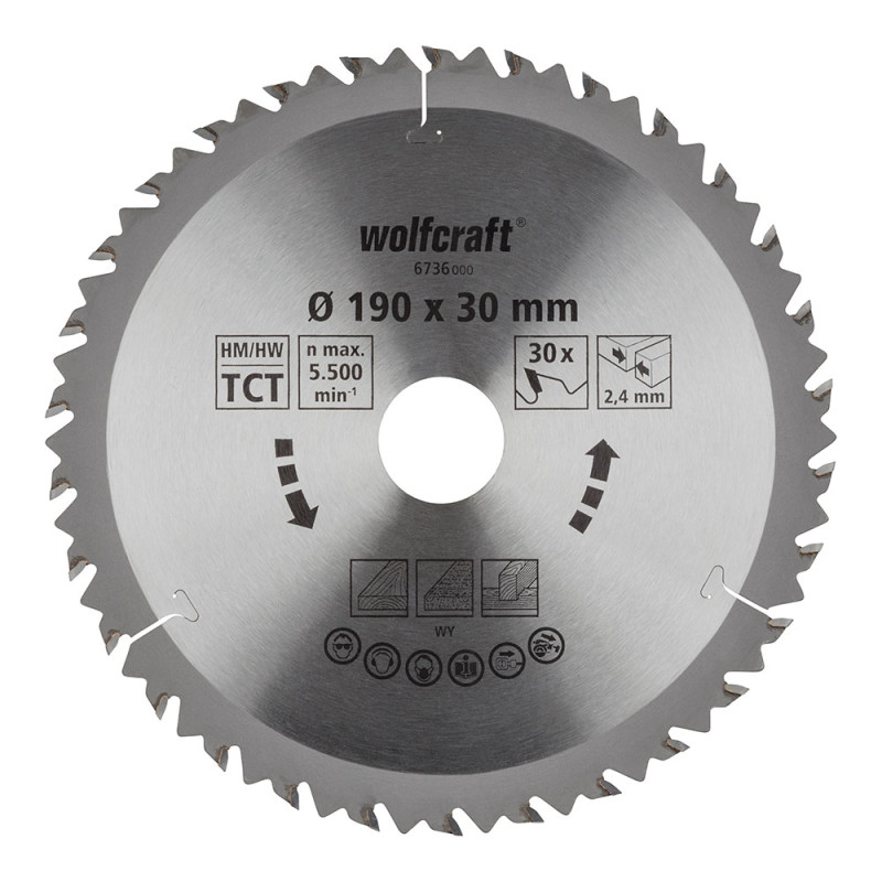 Disco de sierra circular ct, 30 dientes ø190mm 6736000 wolfcraft