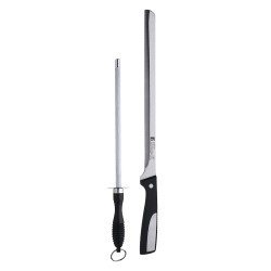 Set cuchillo jamonero 25cm + chaira 20cm acero inoxidable resa bergner