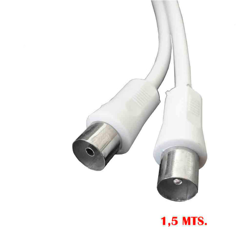 Prolongacion tv-video recta 9,5mm 1,5m envasada blanca edm