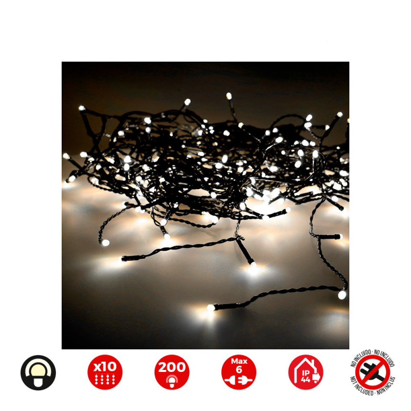 Cortina easy-connect 2x2m 10 tiras 200 leds blanco calido 30v (interior-exterior) edm total 3,2w