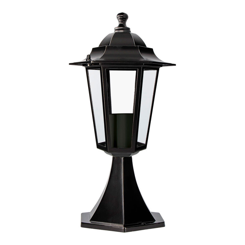 Farol de aluminio y cristal para muro ip44 e27 60w color negro ø16x40cm modelo zurich edm