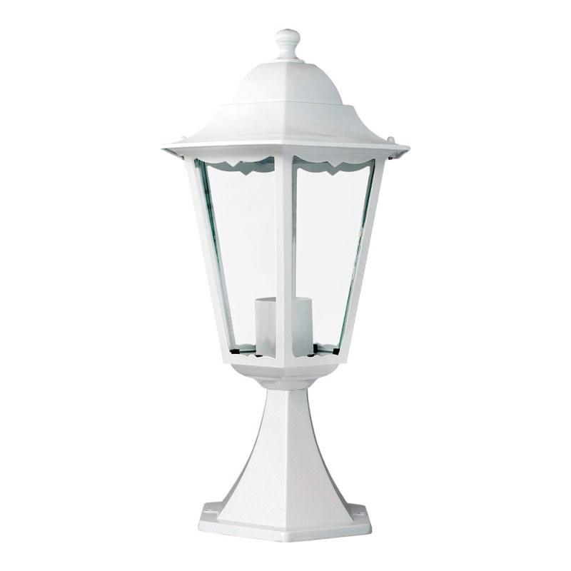 Farol de aluminio y cristal para muro ip44 e27 100w color blanco ø22x43,7cm modelo marsella edm