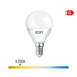 Bombilla esferica led e14 6w 500lm 3200k luz calida ø4,5x8,2cm edm