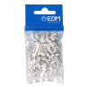 Grapa blanca para cable manguera plana 2x1mm n°03 (blister 50 unid.) edm