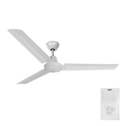 Ventilador de techo modelo mini industrial. color blanco potencia: 60w aspas: ø120cm con controlador de pared edm