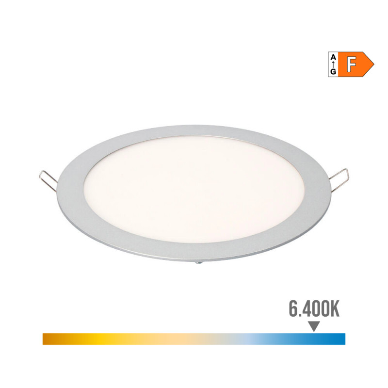 Downlight led empotrable redondo 20w luz fria 6400k 1500lm cromado ø22,5cm edm