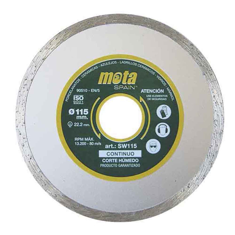 Disco de diamante liso corte humedo ø115mm clp18 sw115 mota