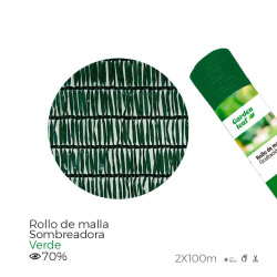 Rollo de malla sombreadora. color verde 70% 2x100m edm