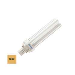 Bombilla bajo consumo lynx d-26w g24 830k pl-2pin luz calida 17,4cm philips