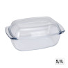 Fuente rectangular de cristal con tapa 5l 34x21x9,5/15cm